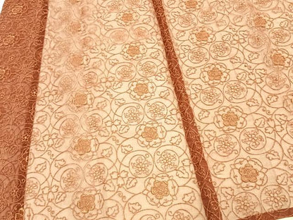 平和屋着物▽道行コート スリーシーズン 春夏秋 塵除け 寿光織 オーガンジー 唐草花文 反端付き ロングコート 正絹 逸品 AABC0362fy