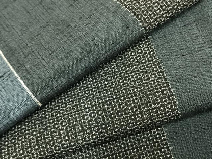 平和屋着物▽上質な紬 単衣 100亀甲 間道 正絹 逸品 AABC0364fy