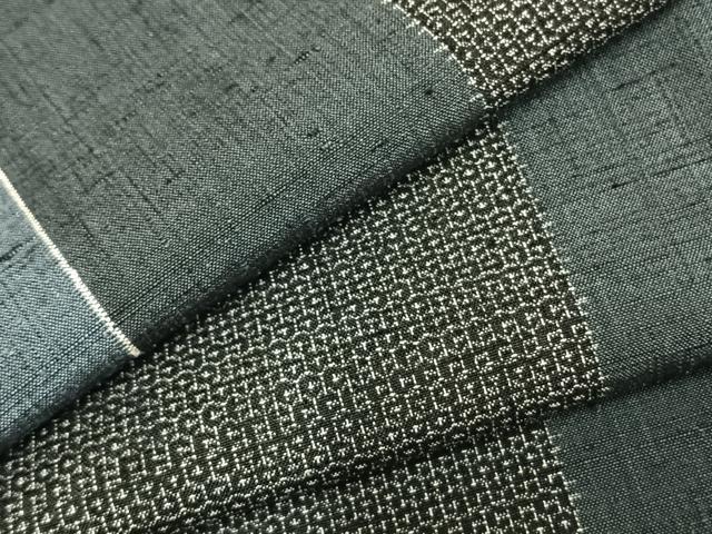 平和屋着物▽上質な紬 単衣 100亀甲 間道 正絹 逸品 AABC0364fy