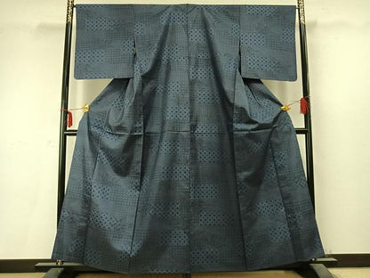 平和屋着物▽本場大島紬 単衣 色紙重ね文 正絹 逸品 AABC0370fy