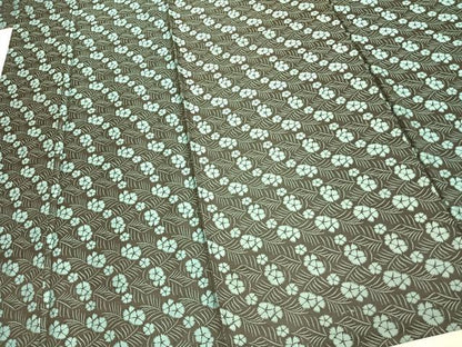 平和屋着物▽上質な小紋 単衣 草花文 黒地 正絹 逸品 AABC0373fy