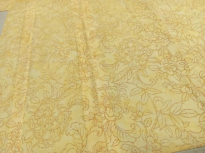 平和屋着物▽上質な紬 単衣 唐草花文 正絹 逸品 AABC0374fy