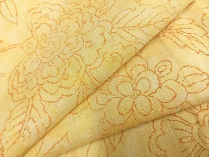 平和屋着物▽上質な紬 単衣 唐草花文 正絹 逸品 AABC0374fy
