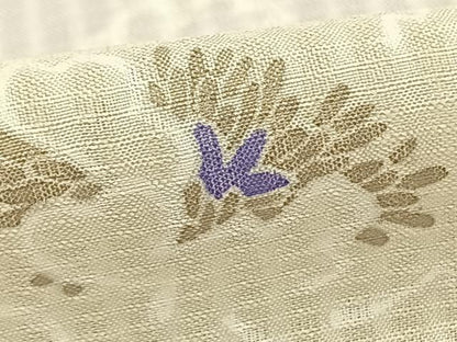 平和屋着物▽道行コート スリーシーズン 春夏秋 塵除け 草花文 ロングコート 正絹 逸品 AABC0378fy