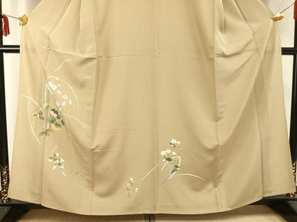 平和屋着物▽訪問着 単衣 友禅 作家物 草花文 正絹 逸品 未使用 AABC0380fy