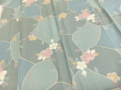 平和屋着物▽上質な小紋 単衣 草花文 正絹 逸品 AABC0383fy