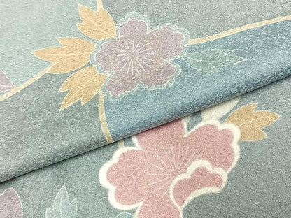 平和屋着物▽上質な小紋 単衣 草花文 正絹 逸品 AABC0383fy