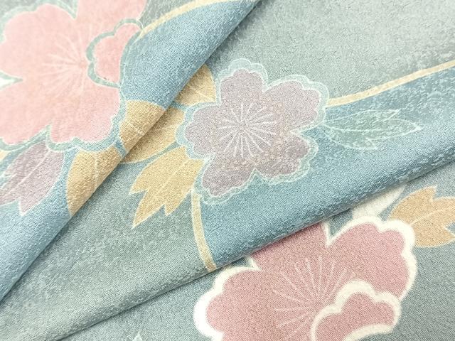 平和屋着物▽上質な小紋 単衣 草花文 正絹 逸品 AABC0383fy