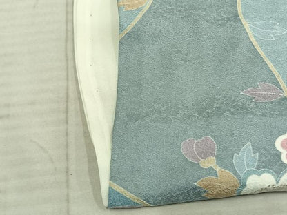 平和屋着物▽上質な小紋 単衣 草花文 正絹 逸品 AABC0383fy