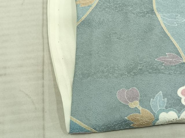 平和屋着物▽上質な小紋 単衣 草花文 正絹 逸品 AABC0383fy