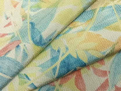 平和屋着物▽上質な小紋 単衣 手描き 草葉文 ロング丈 正絹 逸品 AABC0384fy