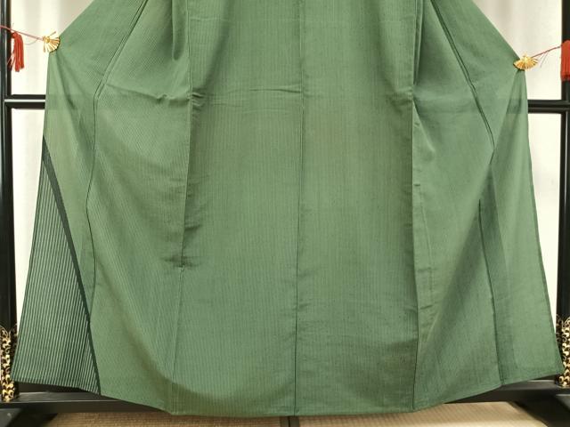 平和屋着物▽訪問着 単衣 紬地 縞 正絹 逸品 AABC0386fy