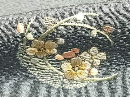 平和屋着物▽訪問着 単衣 総刺繍 草花文 金糸 正絹 逸品 AABC0388fy
