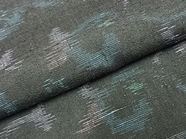 平和屋着物▽上質な紬 単衣 唐草花文 正絹 逸品 AABC0389fy