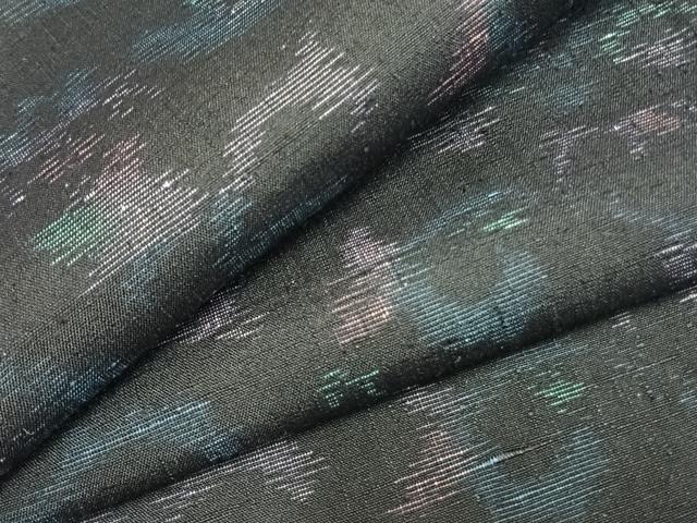 平和屋着物▽上質な紬 単衣 唐草花文 正絹 逸品 AABC0389fy