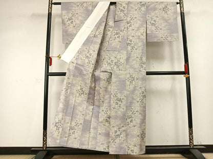 平和屋着物▽都喜ヱ門 本場大島紬 単衣 総絣 草花文 藤絹織物謹製 正絹 逸品 AABC0390fy