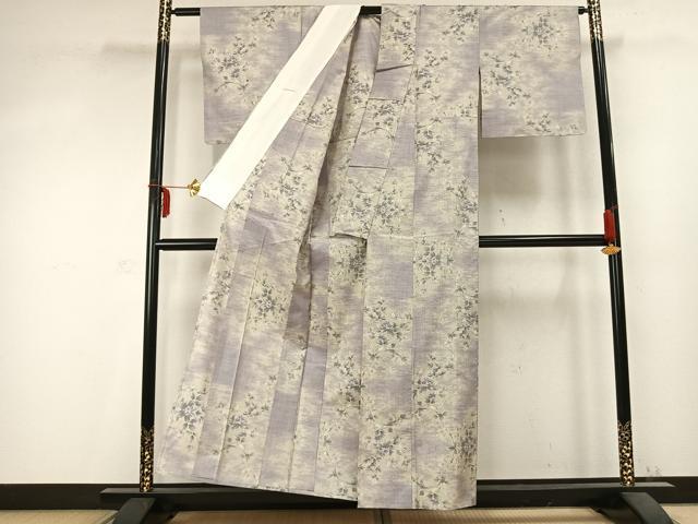 平和屋着物▽都喜ヱ門 本場大島紬 単衣 総絣 草花文 藤絹織物謹製 正絹 逸品 AABC0390fy