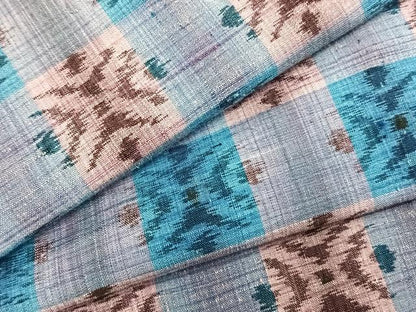 平和屋着物▽上質な紬 単衣 市松文様 正絹 逸品 AABC0393fy