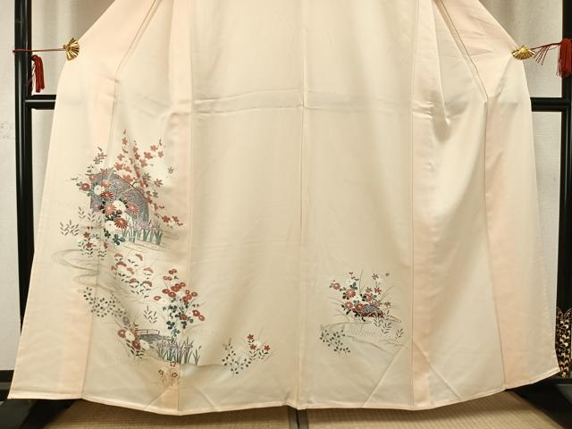 平和屋着物▽訪問着 単衣 風景草花文 金彩 正絹 逸品 AABC0394fy