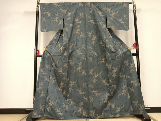 平和屋着物▽本場大島紬 単衣 枝花文 正絹 逸品 AABC0395fy