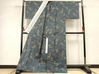 平和屋着物▽本場大島紬 単衣 枝花文 正絹 逸品 AABC0395fy