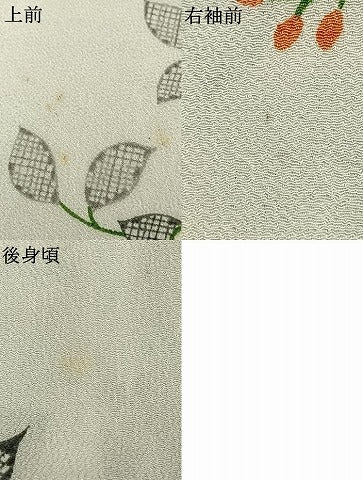 平和屋着物▽小紋 単衣 枝花文 金彩 洗える着物 AABC0398fy