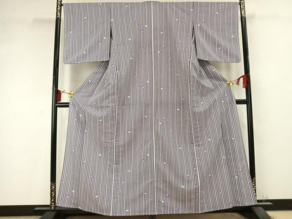 平和屋着物▽小紋 単衣 扇面文 洗える着物 AABC0399fy