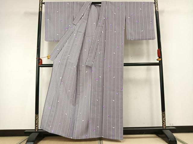平和屋着物▽小紋 単衣 扇面文 洗える着物 AABC0399fy