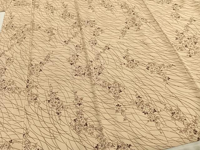 平和屋着物▽小紋　単衣　草花文　金彩　洗える着物　AABC0401fy