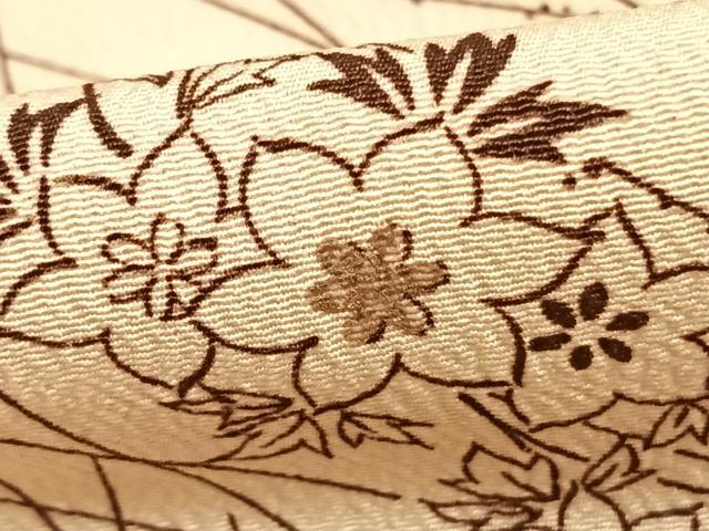平和屋着物▽小紋　単衣　草花文　金彩　洗える着物　AABC0401fy
