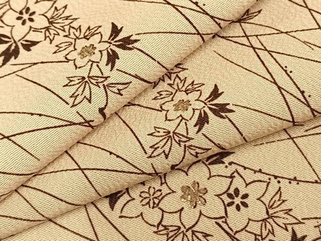 平和屋着物▽小紋　単衣　草花文　金彩　洗える着物　AABC0401fy