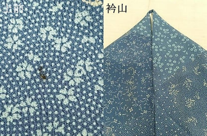 平和屋着物▽小紋 単衣 切り嵌め花文 洗える着物 AABC0410fy