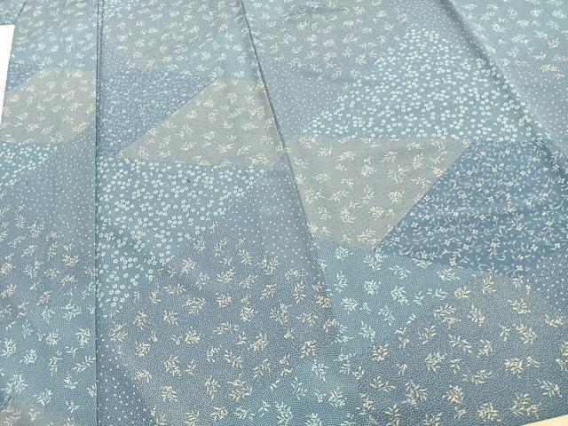 平和屋着物▽小紋 単衣 切り嵌め花文 洗える着物 AABC0410fy