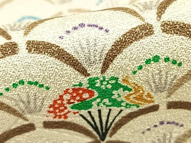 平和屋着物▽小紋 単衣 扇面文 洗える着物 AABC0411fy