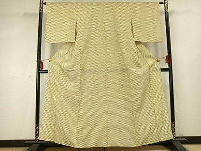 平和屋着物▽小紋 単衣 亀甲文様 洗える着物 AABC0412fy