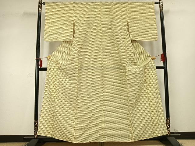 平和屋着物▽小紋 単衣 亀甲文様 洗える着物 AABC0412fy