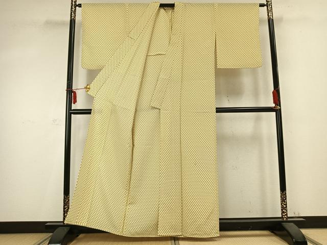 平和屋着物▽小紋 単衣 亀甲文様 洗える着物 AABC0412fy