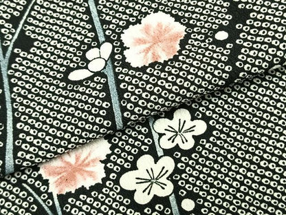 平和屋着物▽小紋 単衣 枝花文 洗える着物 AABC0421fy