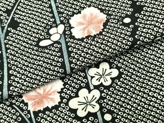 平和屋着物▽小紋 単衣 枝花文 洗える着物 AABC0421fy