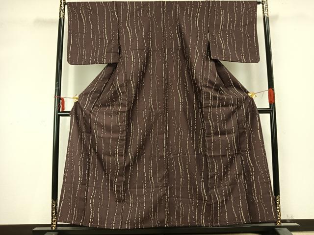 平和屋着物▽小紋 単衣 変わり縞 洗える着物 AABC0422fy