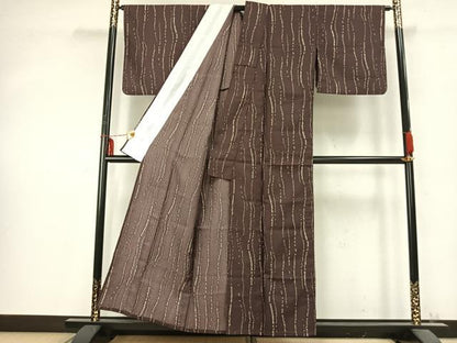 平和屋着物▽小紋 単衣 変わり縞 洗える着物 AABC0422fy