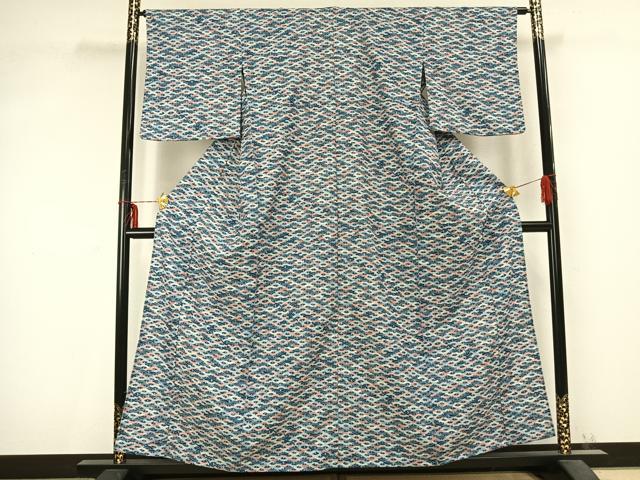 平和屋着物▽小紋 単衣 扇尽くし 洗える着物 AABC0423fy