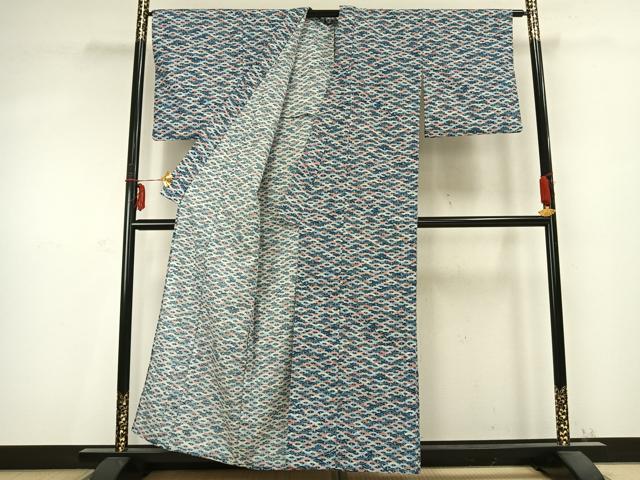 平和屋着物▽小紋 単衣 扇尽くし 洗える着物 AABC0423fy