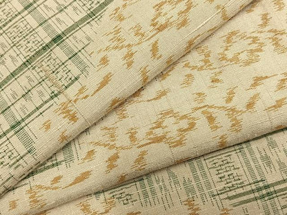 平和屋着物▽上質な紬 単衣 吉祥花文 正絹 逸品 AABC0424fy