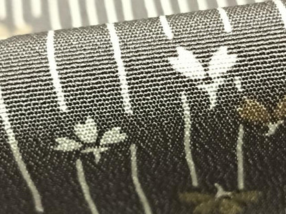 平和屋着物▽上質な小紋 単衣 舞花文 縞 正絹 逸品 AABC0425fy