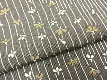 平和屋着物▽上質な小紋 単衣 舞花文 縞 正絹 逸品 AABC0425fy