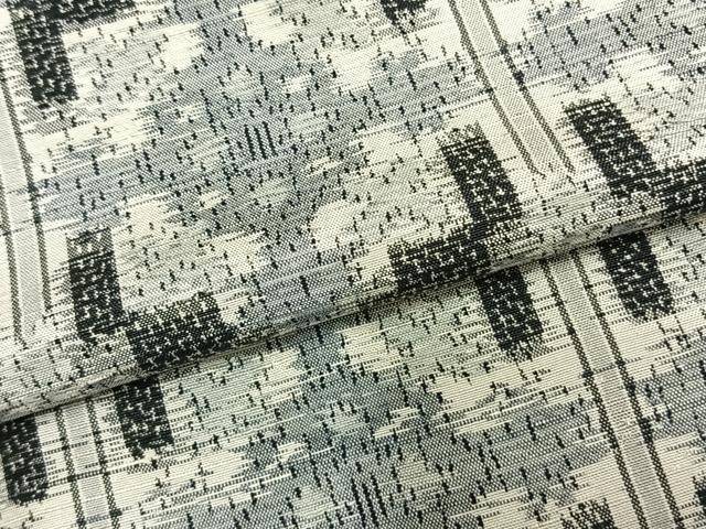 平和屋着物▽上質な紬　単衣　幾何学文様　正絹　逸品　AABC0426fy