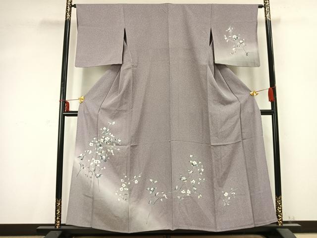 平和屋着物▽訪問着 単衣 枝花文 暈し染め 正絹 逸品 AABC0427fy
