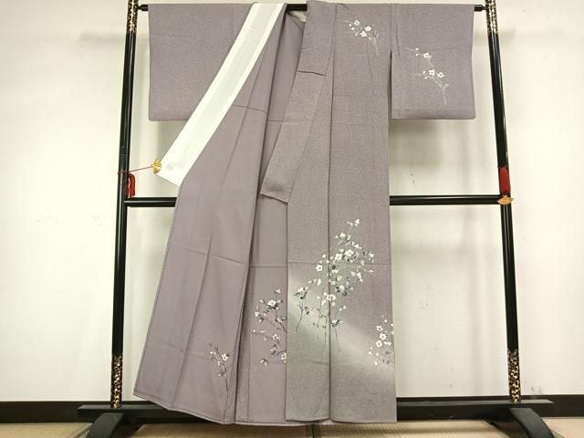 平和屋着物▽訪問着 単衣 枝花文 暈し染め 正絹 逸品 AABC0427fy