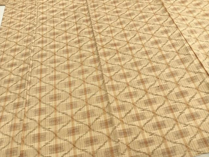 平和屋着物▽上質な紬　単衣　幾何学文様　正絹　逸品　AABC0428fy